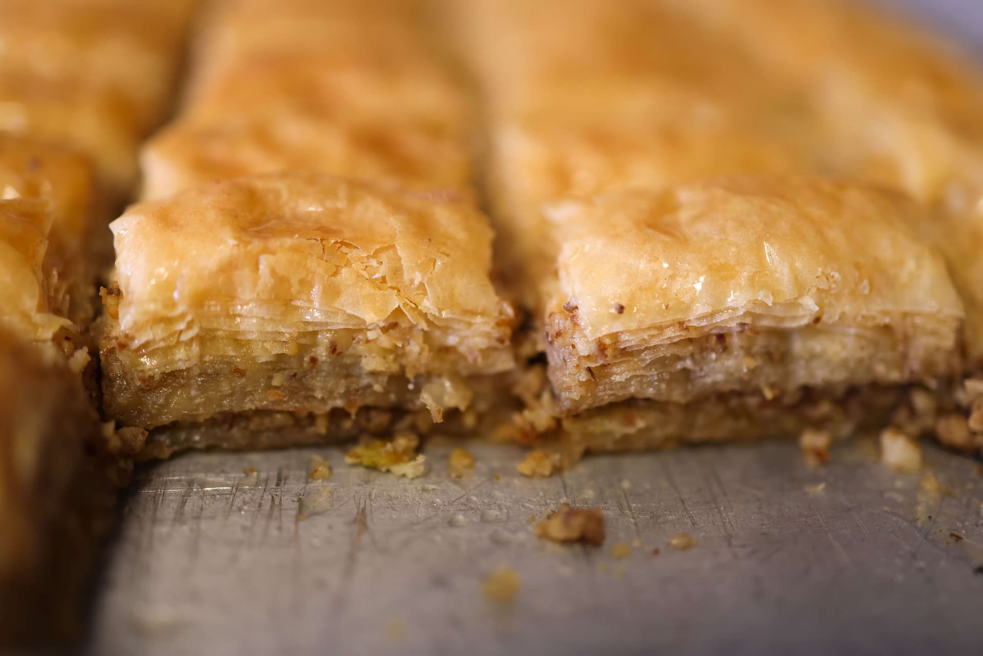 Layers of syrup-soaked baklava, a dessert Bulgaria inherited from the Ottoman kitchen
