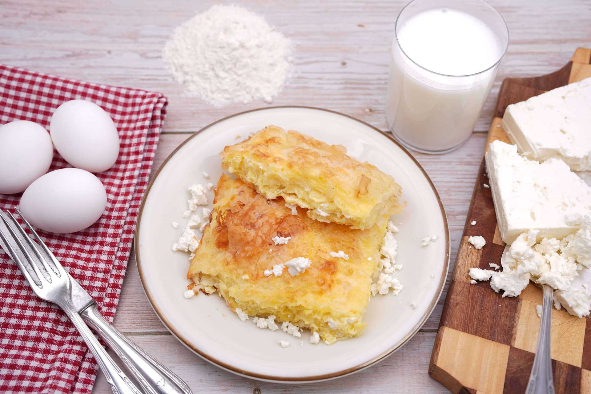 Freshly baked banitsa, the coiled Bulgarian filo pastry filled with sirene cheese