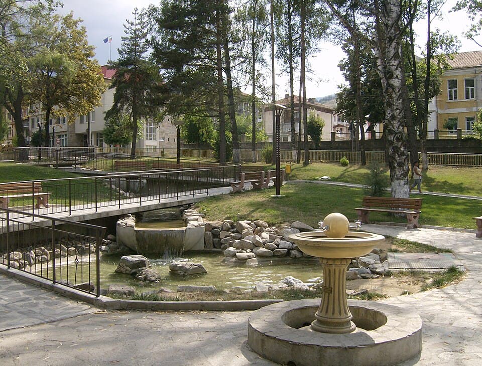 Chepelare and the wooded Rhodope hills around it in summer