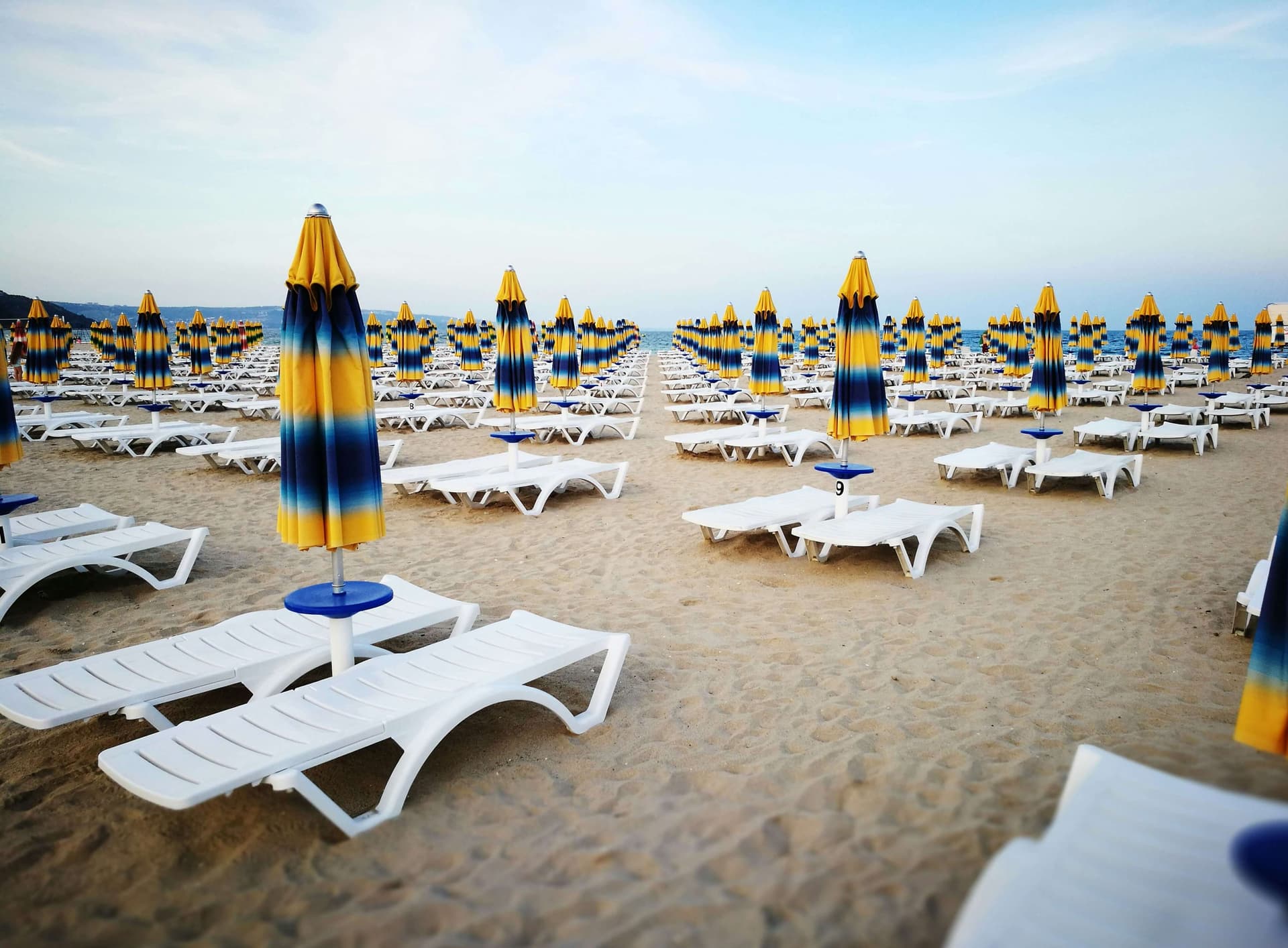 The wide sandy strip of Albena Beach