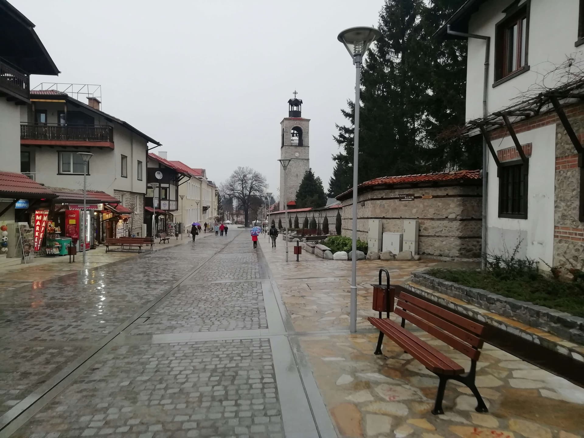 Bansko town below the snow-capped peaks of the Pirin Mountains