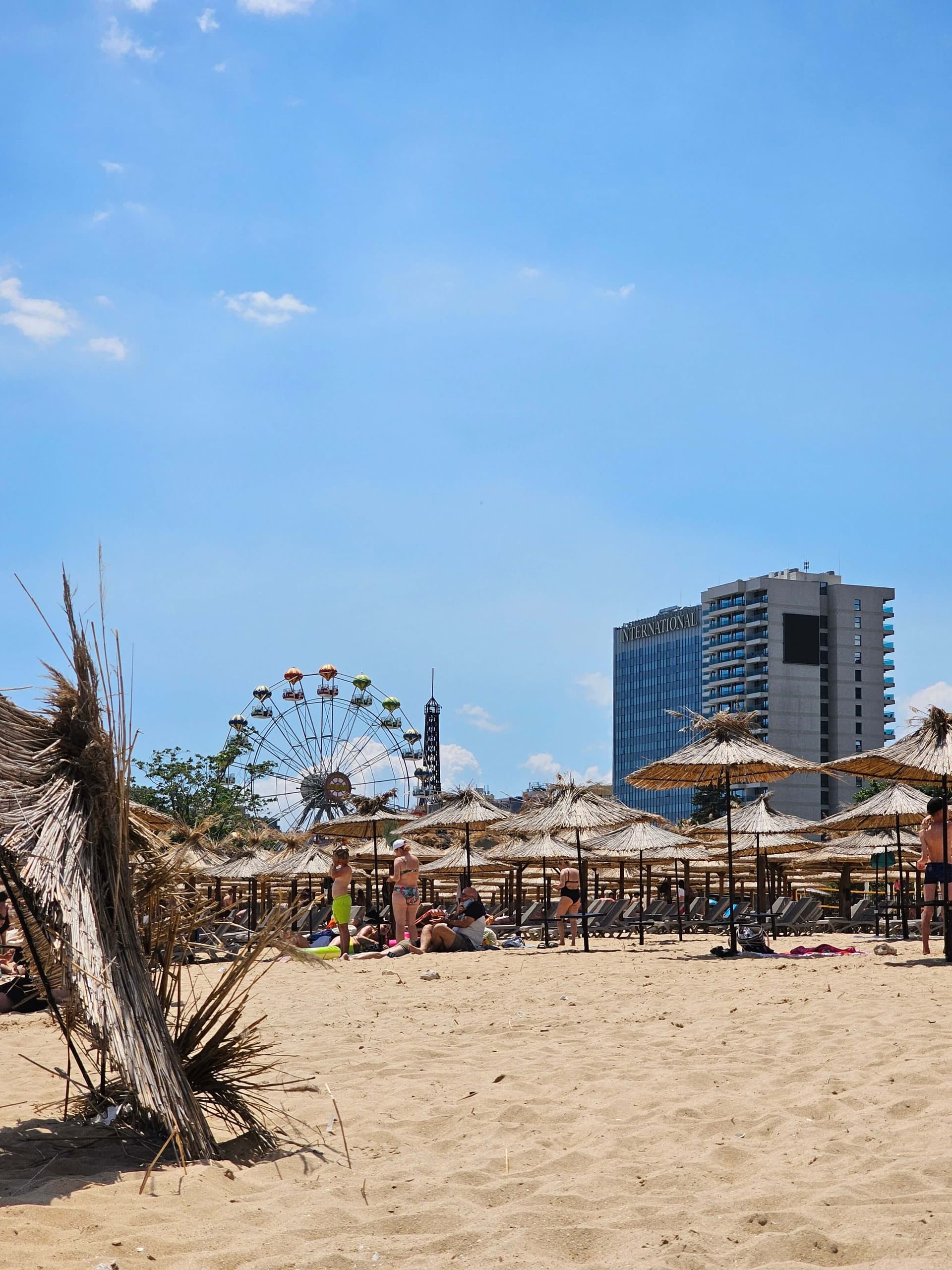 The lively beach at Golden Sands resort