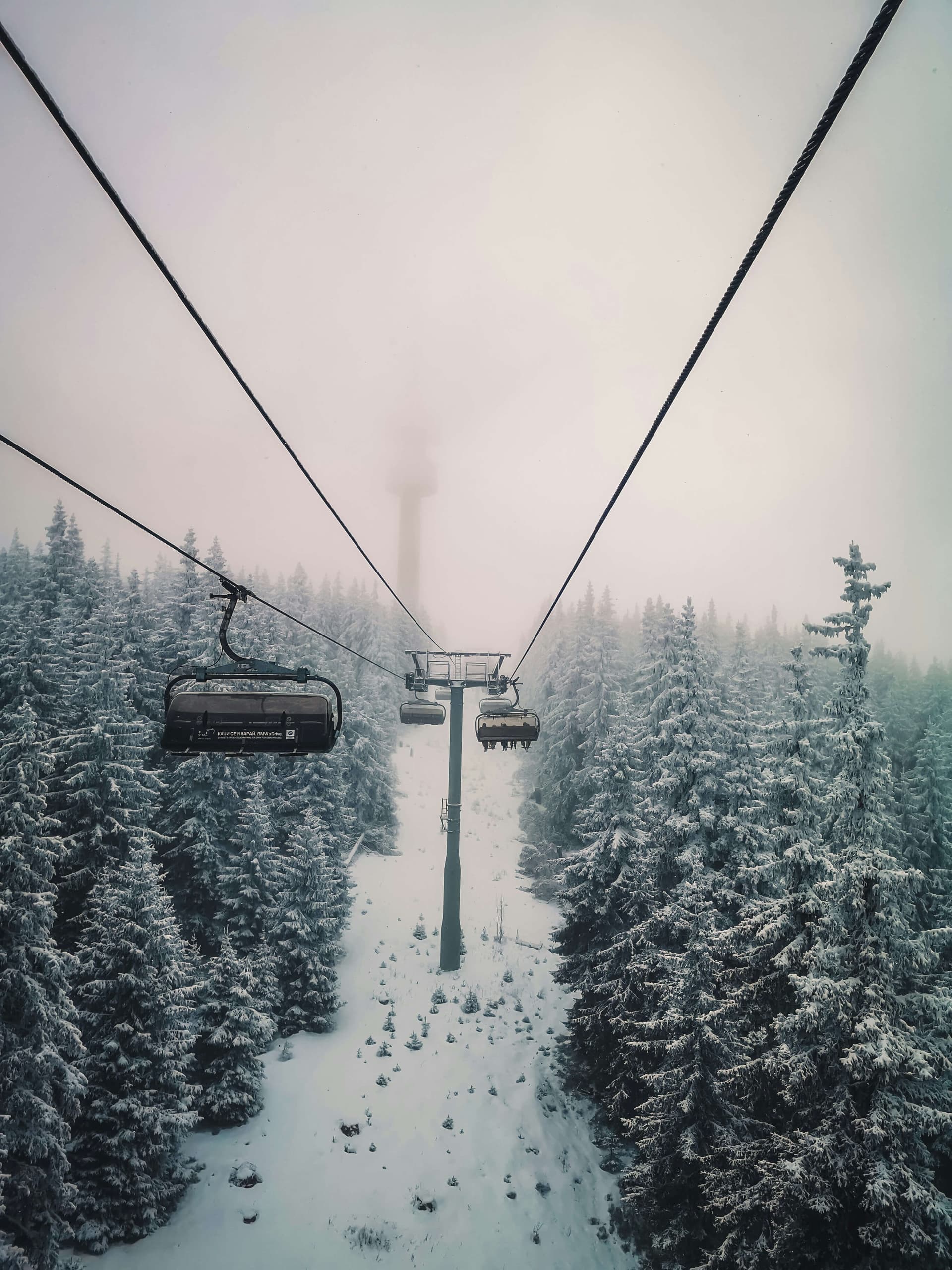 Snow-covered slopes at Pamporovo in winter
