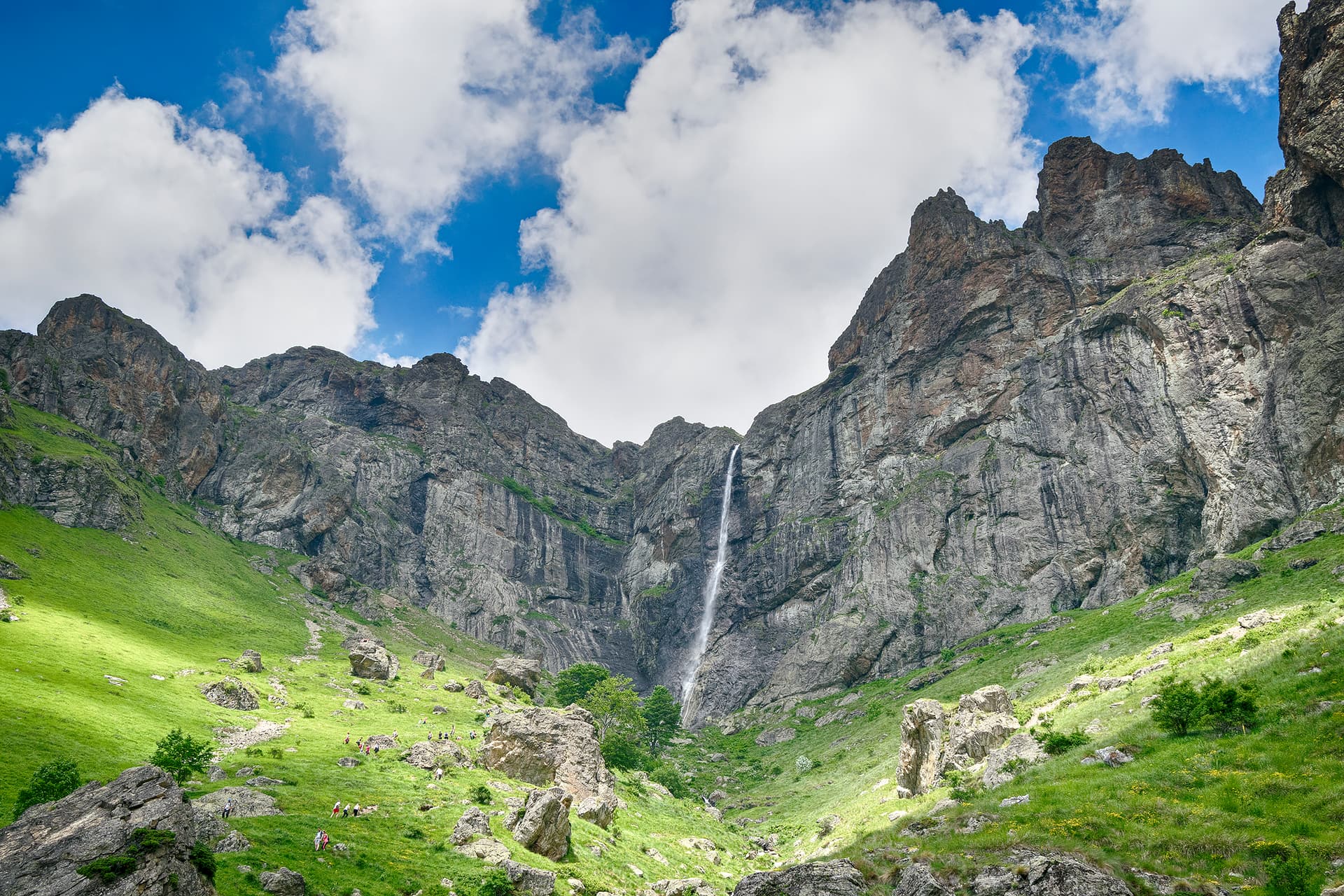Raysko Praskalo, the highest waterfall in the Balkans, on Botev's southern slopes